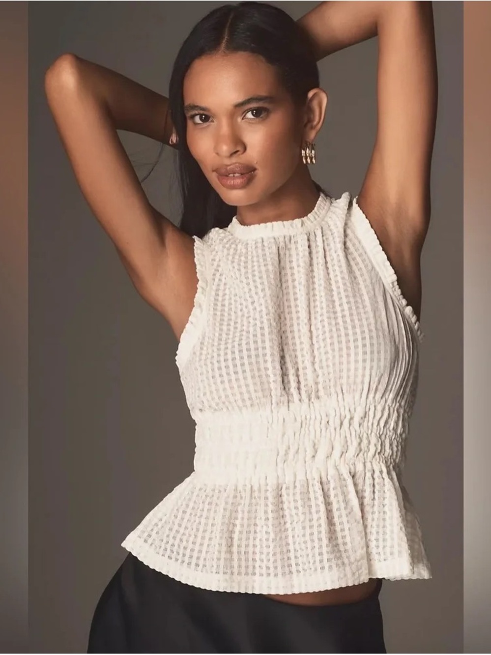 NWT Anthropologie Maeve Smocked Halter Top in ivory- Small